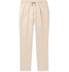 Brunello Cucinelli - Slim-Fit Linen and Cotton-Blend Drawstring Trousers - Neutrals