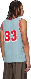 RICE NINE TEN Blue Knitting Basketball Tank Top
