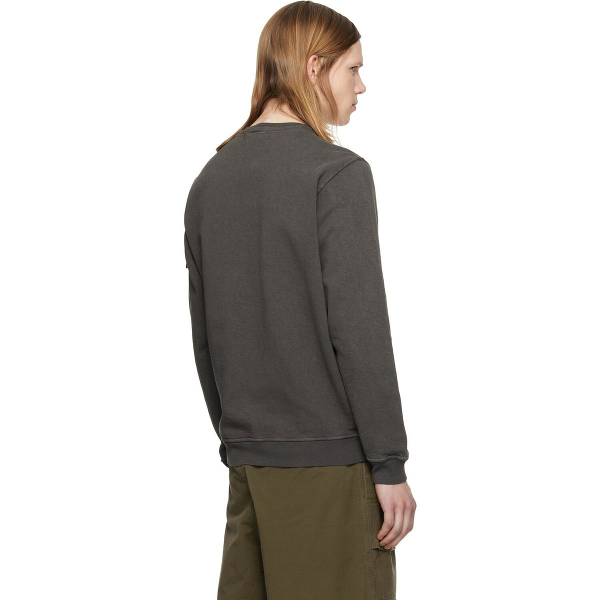 Stone Island Gray 6100034 Malfilé Fleece 'Old' Effect Sweatshirt