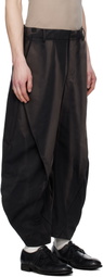 JiyongKim Black Sun-Bleached Curved Drawcord Trousers