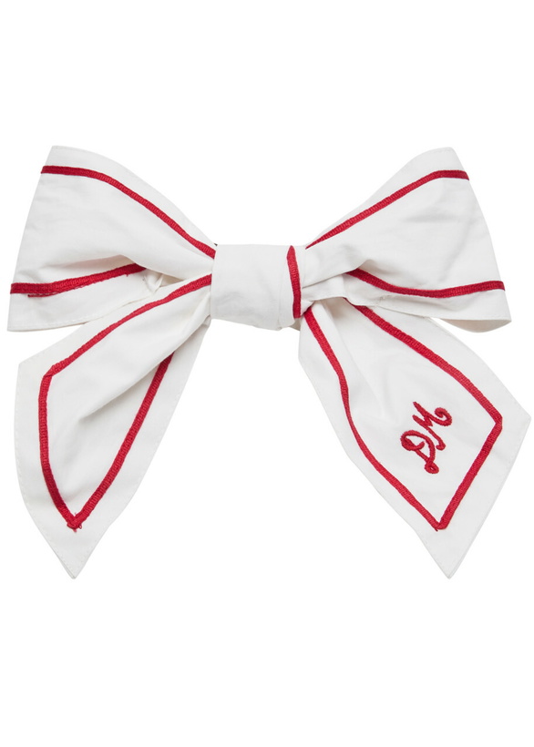 Photo: Damson Madder Sailor bow Cotton Hair Clip - White - One Size