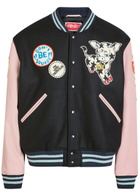Kenzo Badges Appliquéd Wool Varsity Jacket Navy