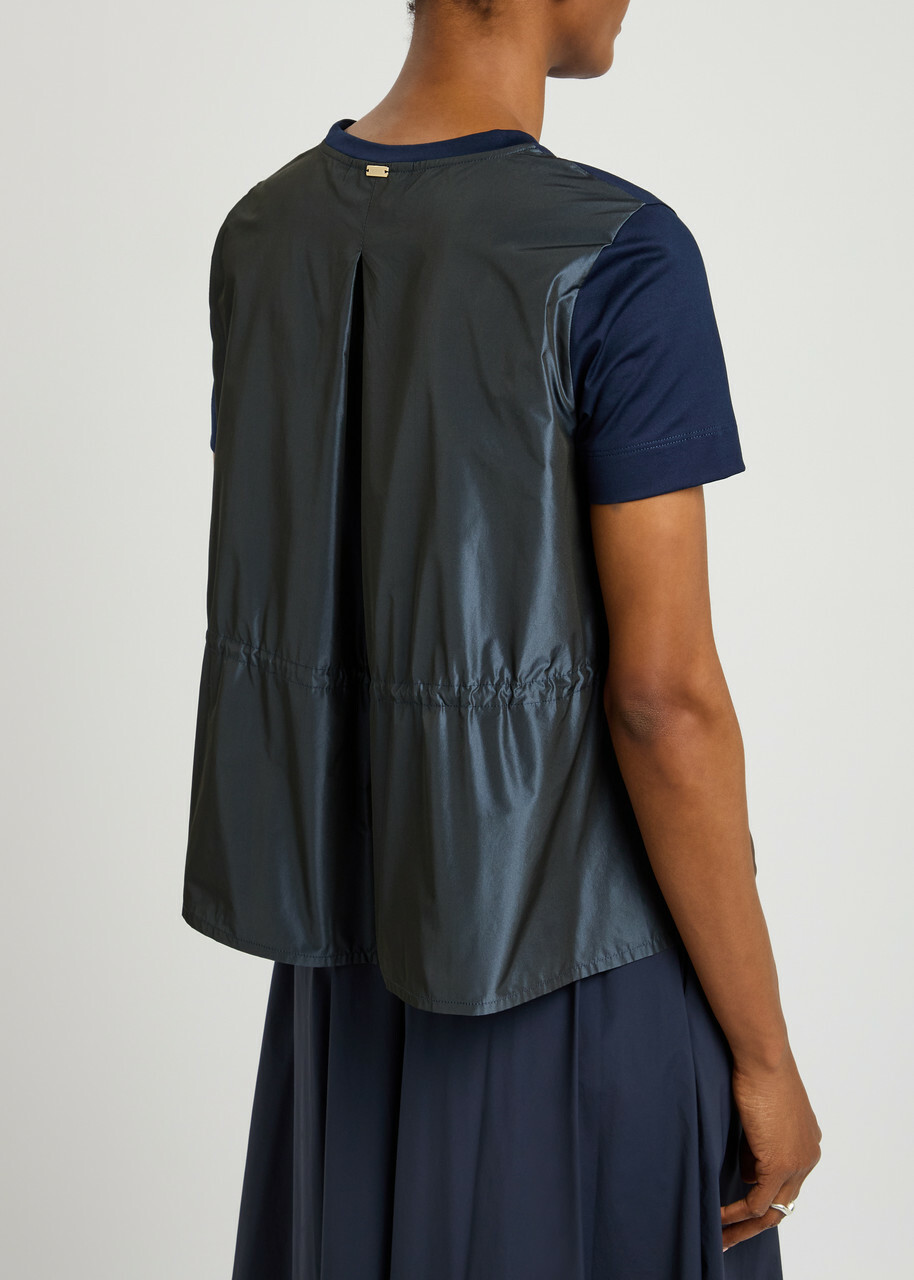 Herno Nylon-back Toggle-fastening Cotton T-shirt Navy