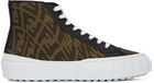 Fendi Brown FF Vertigo 'Fendi Force' High-Top Sneakers