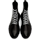 Versace Black Leather Combat Boots