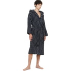 Tekla Black & White Terry Hooded Bathrobe