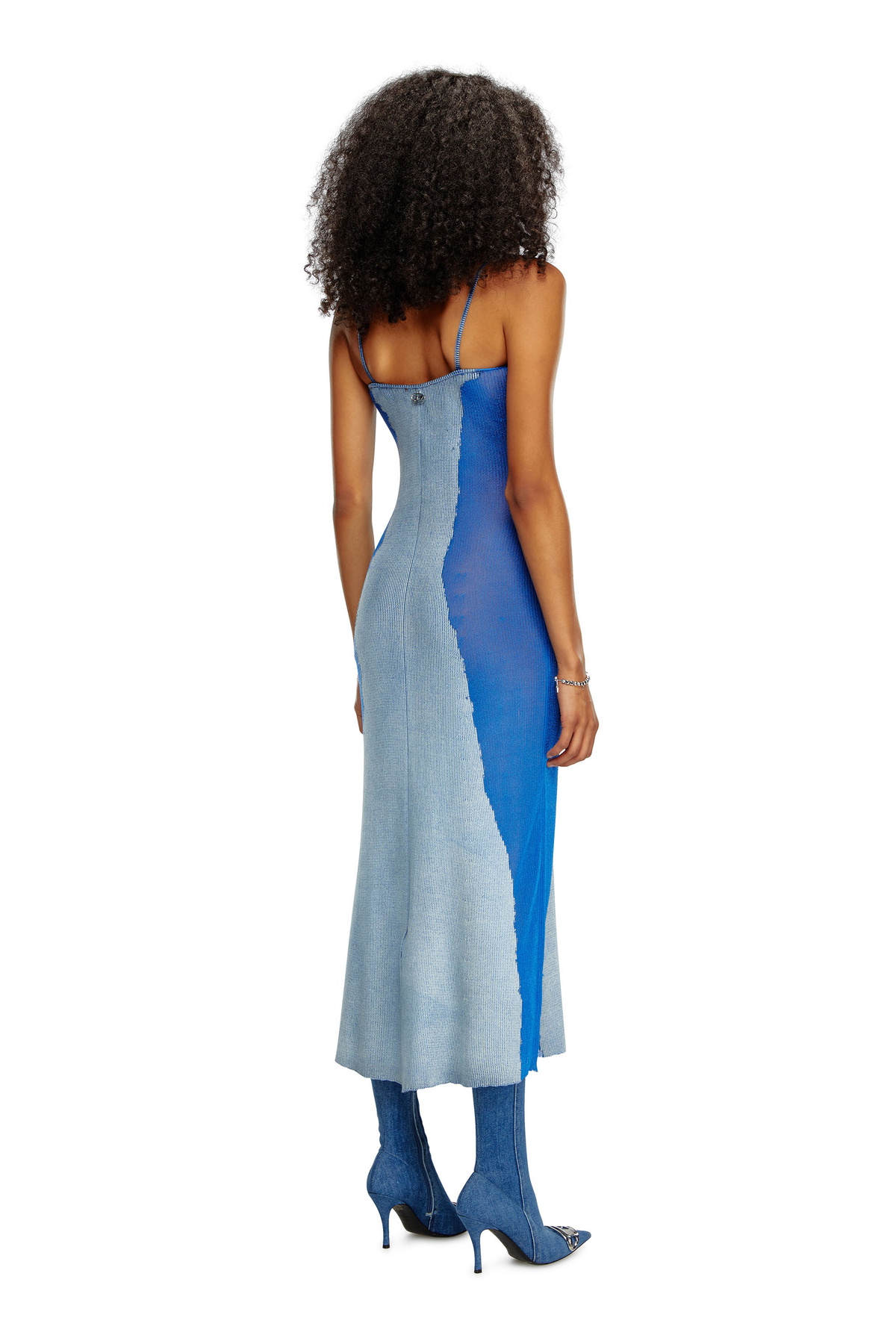 Diesel Midi slip dress in devor knit - Dresses Womens in Blue Diesel
