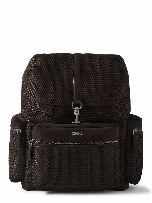 Photo: Zegna - Logo-Embossed Braided Leather Backpack
