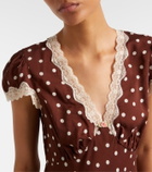 Rixo Cely lace-trimmed polka-dot minidress