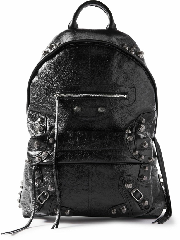 Photo: Balenciaga - Le Cagole Studded Crinkled-Leather Backpack