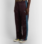 Needles - Striped Grosgrain-Trimmed Tech-Jersey Track Pants - Burgundy