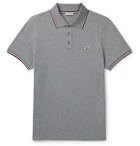 Moncler - Contrast-Tipped Cotton-Piqué Polo Shirt - Gray