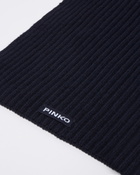 Pinko Ribbed Wool And Cashmere Scarf Dark Navy Blue