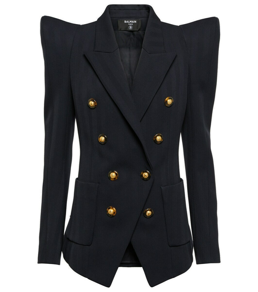 Balmain Double Breasted Virgin Wool Blazer Balmain