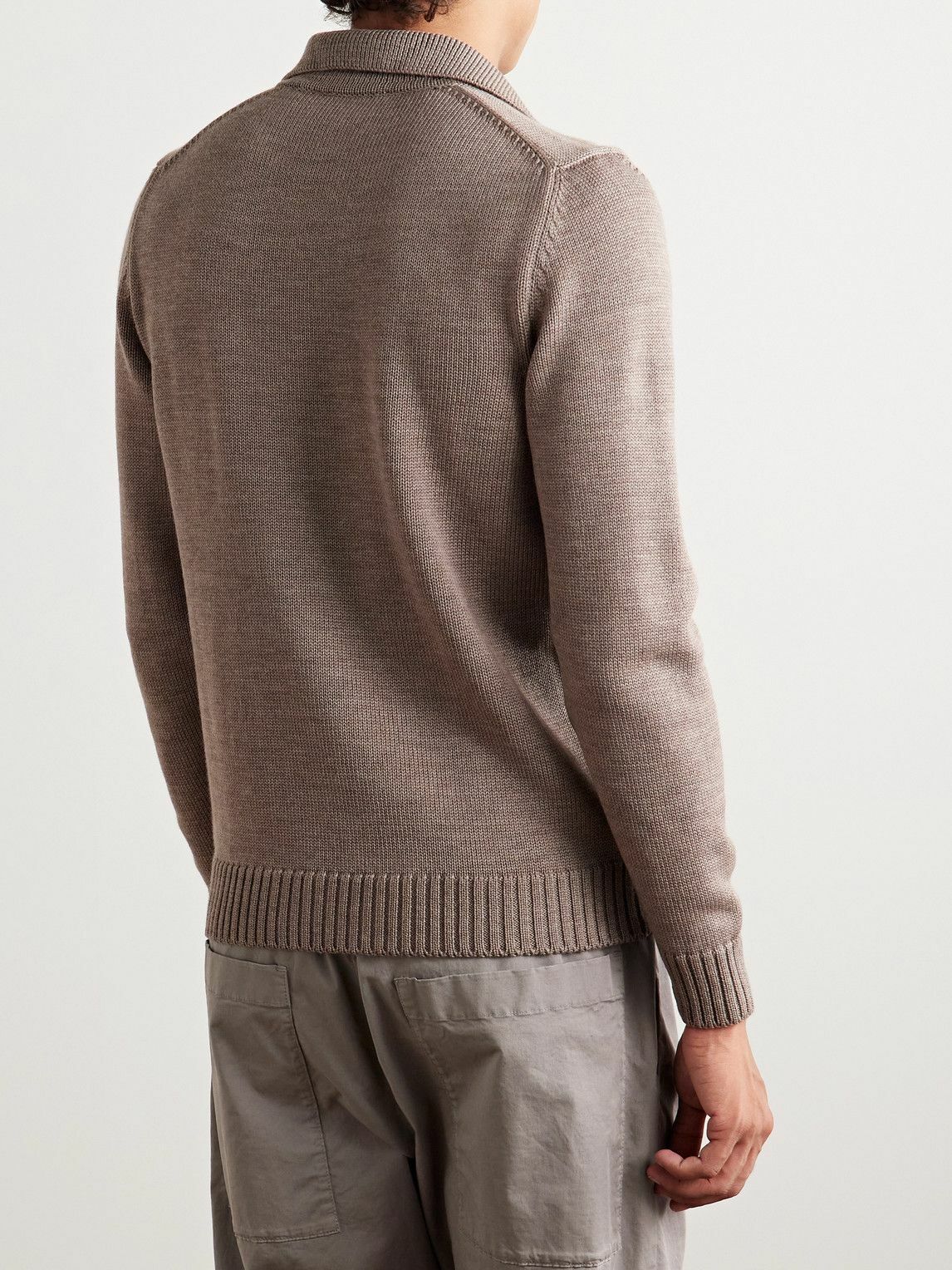 Incotex - Zanone Giro Virgin Wool Polo Shirt - Brown Incotex