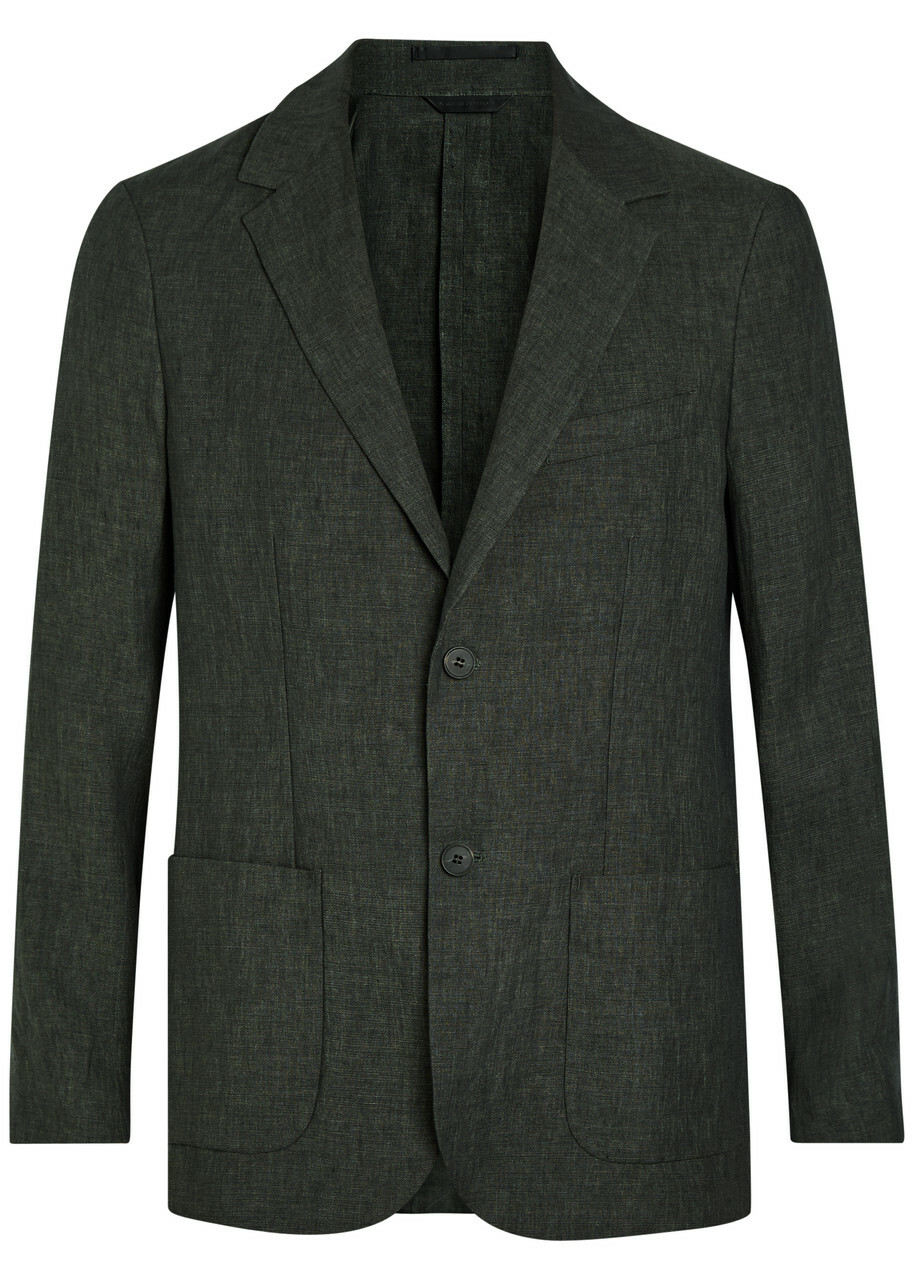 Sunspel Linen Blazer Dark Green