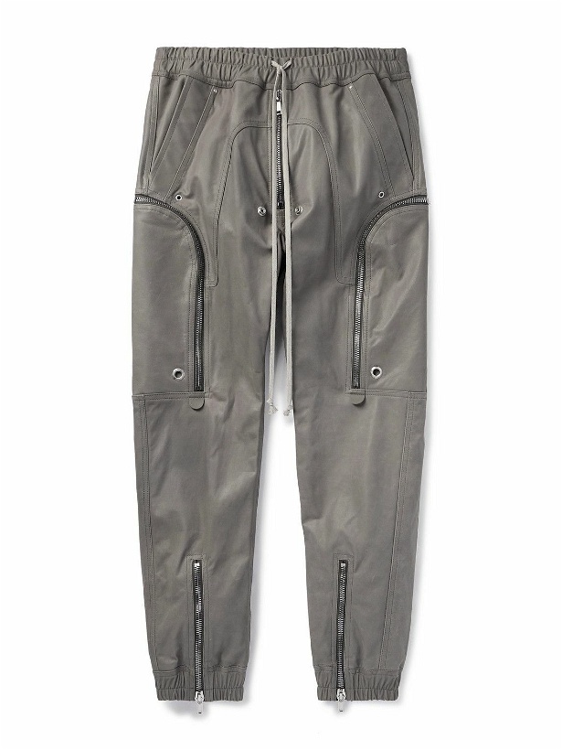 Photo: Rick Owens - Bauhaus Tapered Leather Cargo Drawstring Trousers - Brown