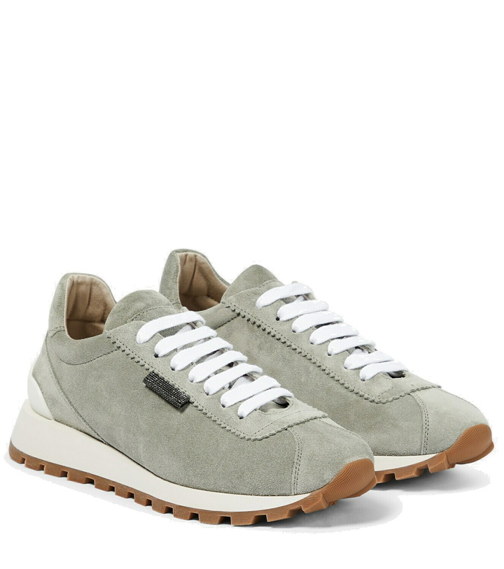 Photo: Brunello Cucinelli - Monili beaded suede low-top sneakers