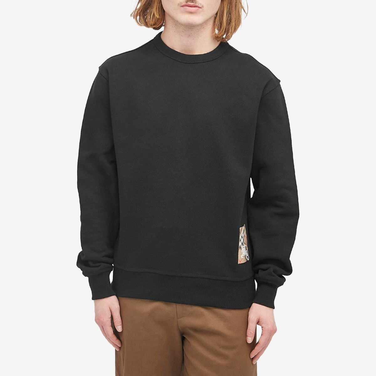 Burberry Men's Check Label Sweatshirt in Black Burberry
