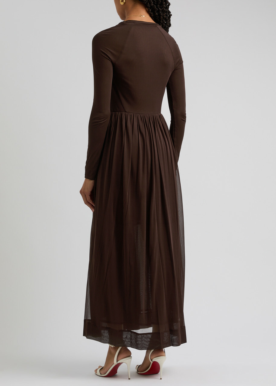 tory burch brown dress Theo Long Sleeve Dress in Cream and Black – Mode Sportif main image 1