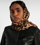 Nour Hammour Foulard leopard-print shearling scarf