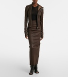 Rick Owens Dirt Pillar leather and cotton midi skirt