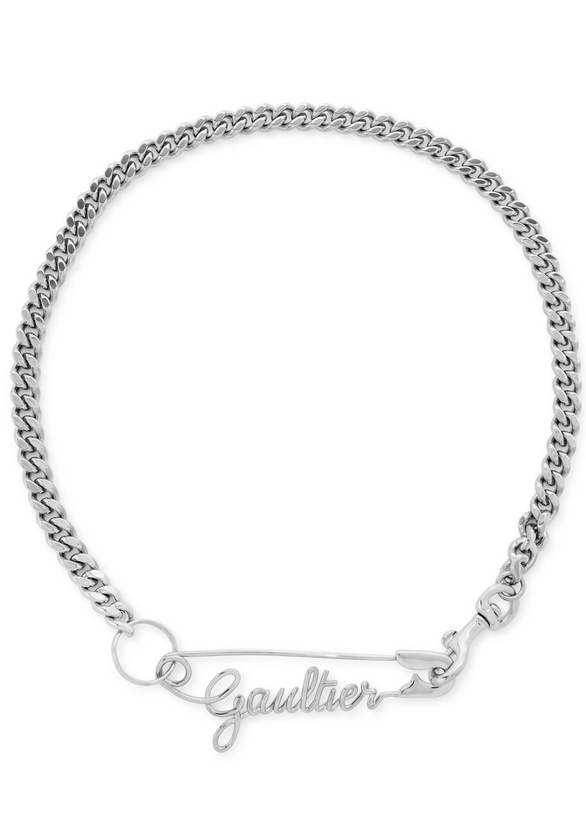 Photo: Jean Paul Gaultier Safety Pin Chain Necklace - Silver - One Size