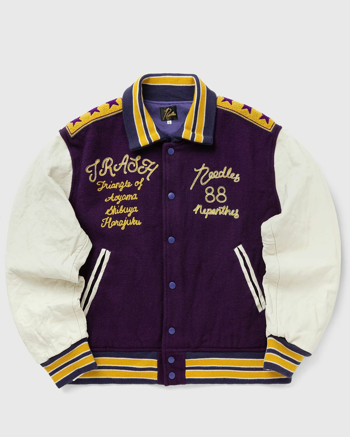 Needles Lettered Jacket - Wool Melton multi/purple Mens Bomber Jacket