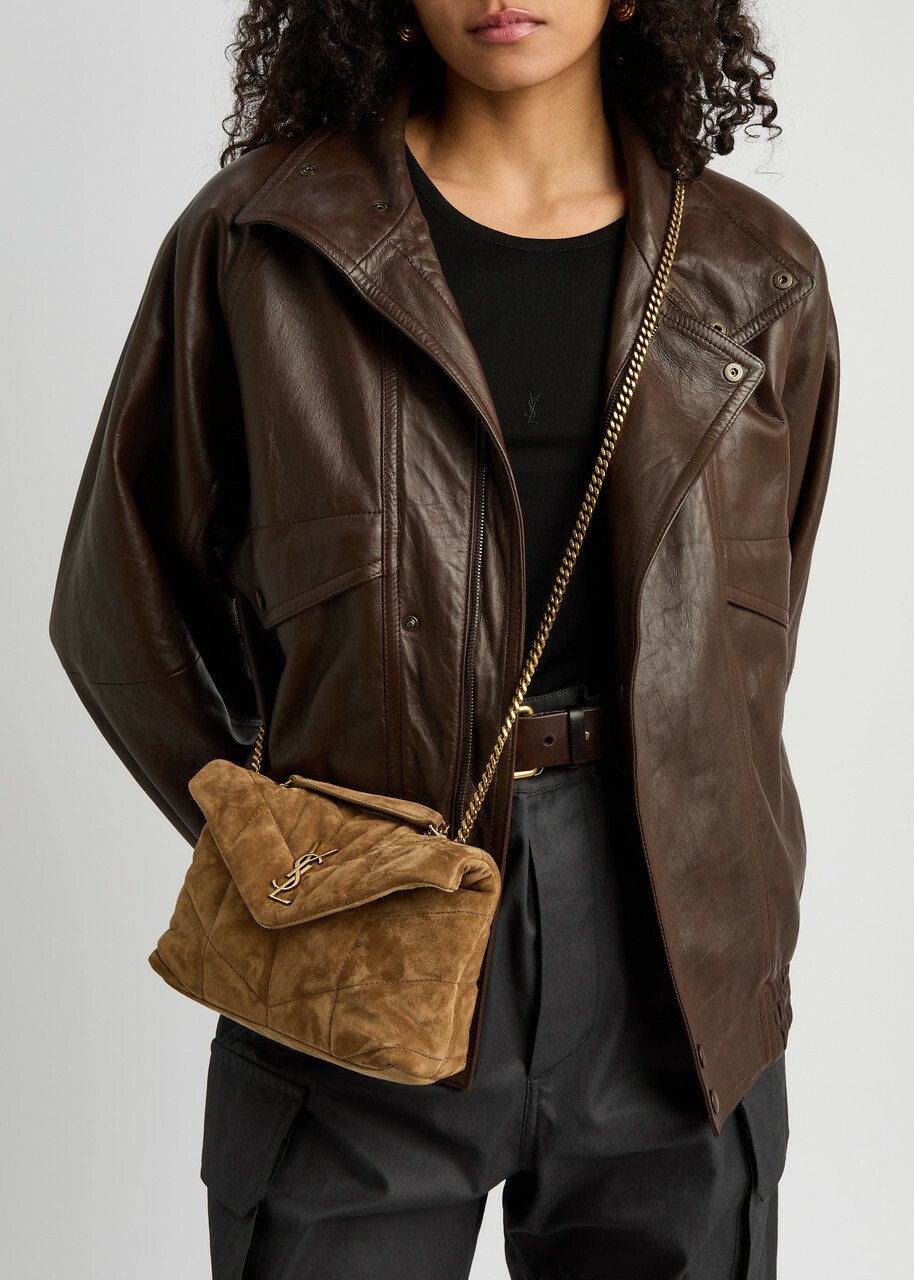 Saint Laurent Toy Puffer Quilted Suede Shoulder bag - Brown - One Size