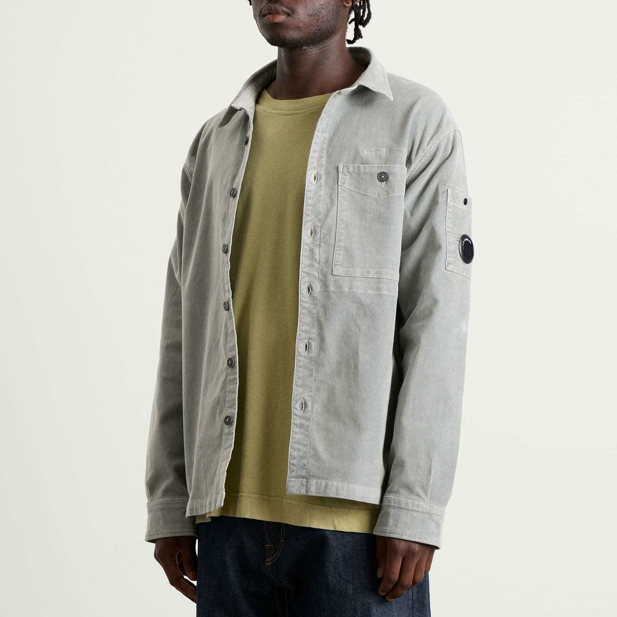 C.P. Company Men's Corduroy Lens Overshirt in Flint Grey