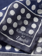 Kingsman - Drake's Logo-Print Polka-Dot Cotton and Silk-Blend Pocket Square