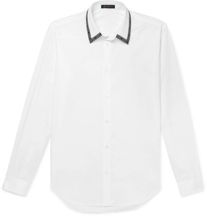 Photo: Versace - Logo-Trimmed Cotton-Poplin Shirt - White