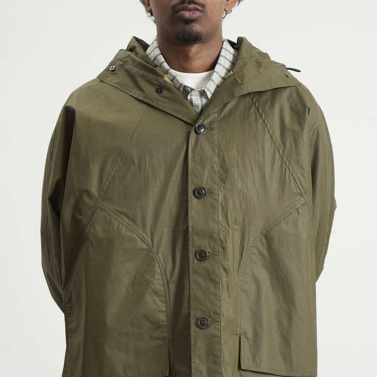 YMC Men's Coated Cotton Bonehead Jacket in Dark Green YMC