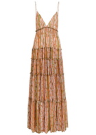 LA Double J Nymph Printed Tiered Stretch-tulle Maxi Dress Pink