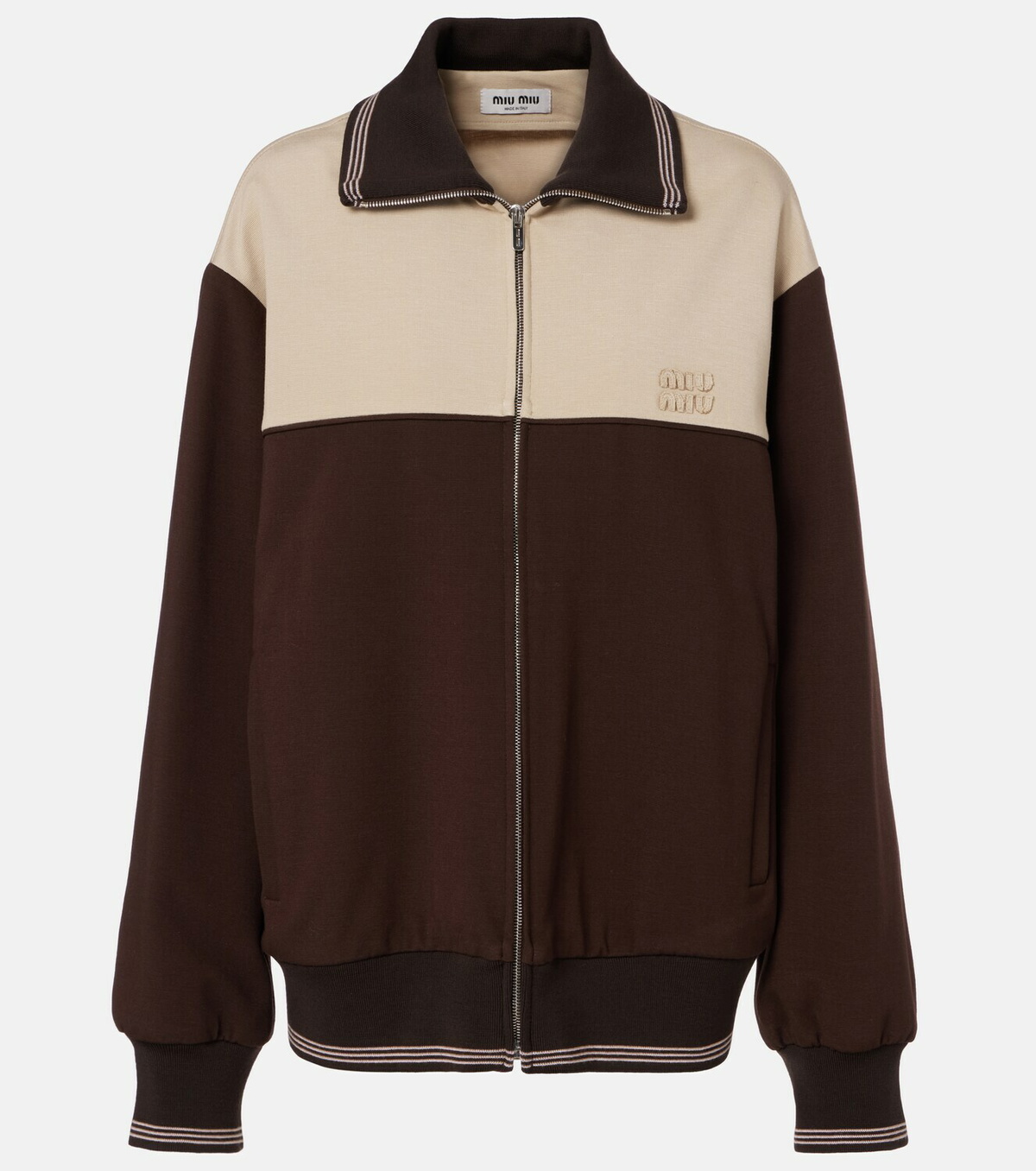 Miu Miu Colorblocked zip-up sweatshirt