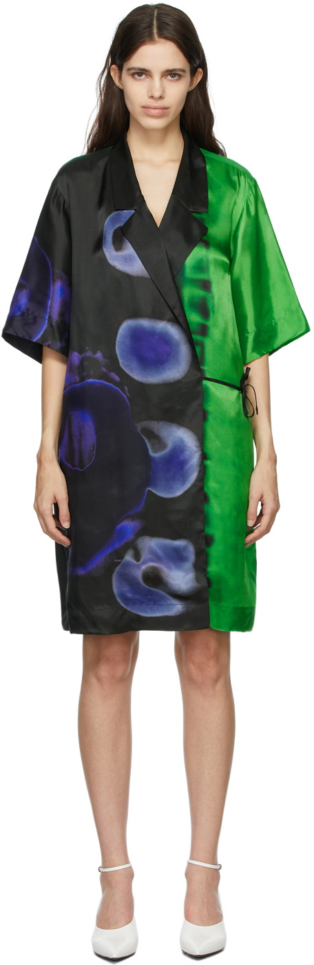 Dries Van Noten Green Len Lye Edition Wraparound Dress Dries Van Noten