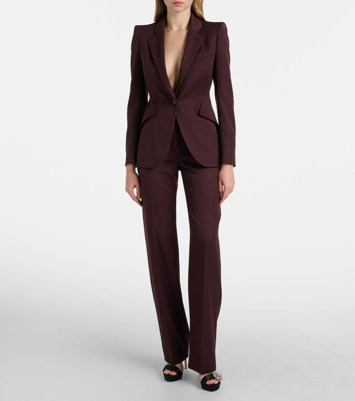 McQueen Wool grain de poudre straight pants