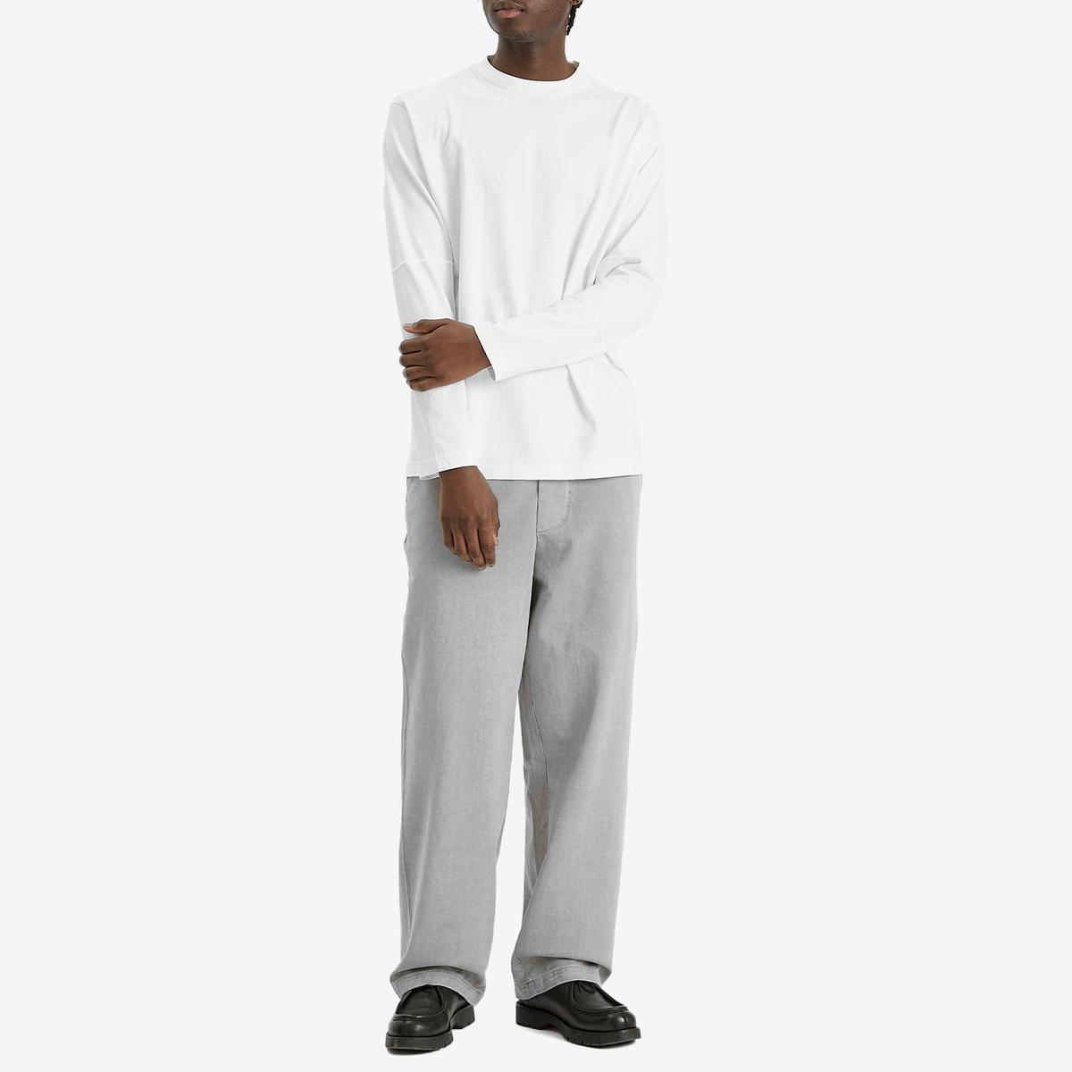 Lady Co. Men's Tripanel Long Sleeve T-Shirt in White