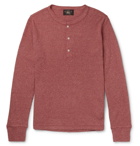 RRL - Slim-Fit Waffle-Knit Mélange Cotton Henley T-Shirt - Men - Red