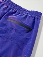 Burberry - Belted Logo-Embroidered Iridescent Shell Trousers - Purple