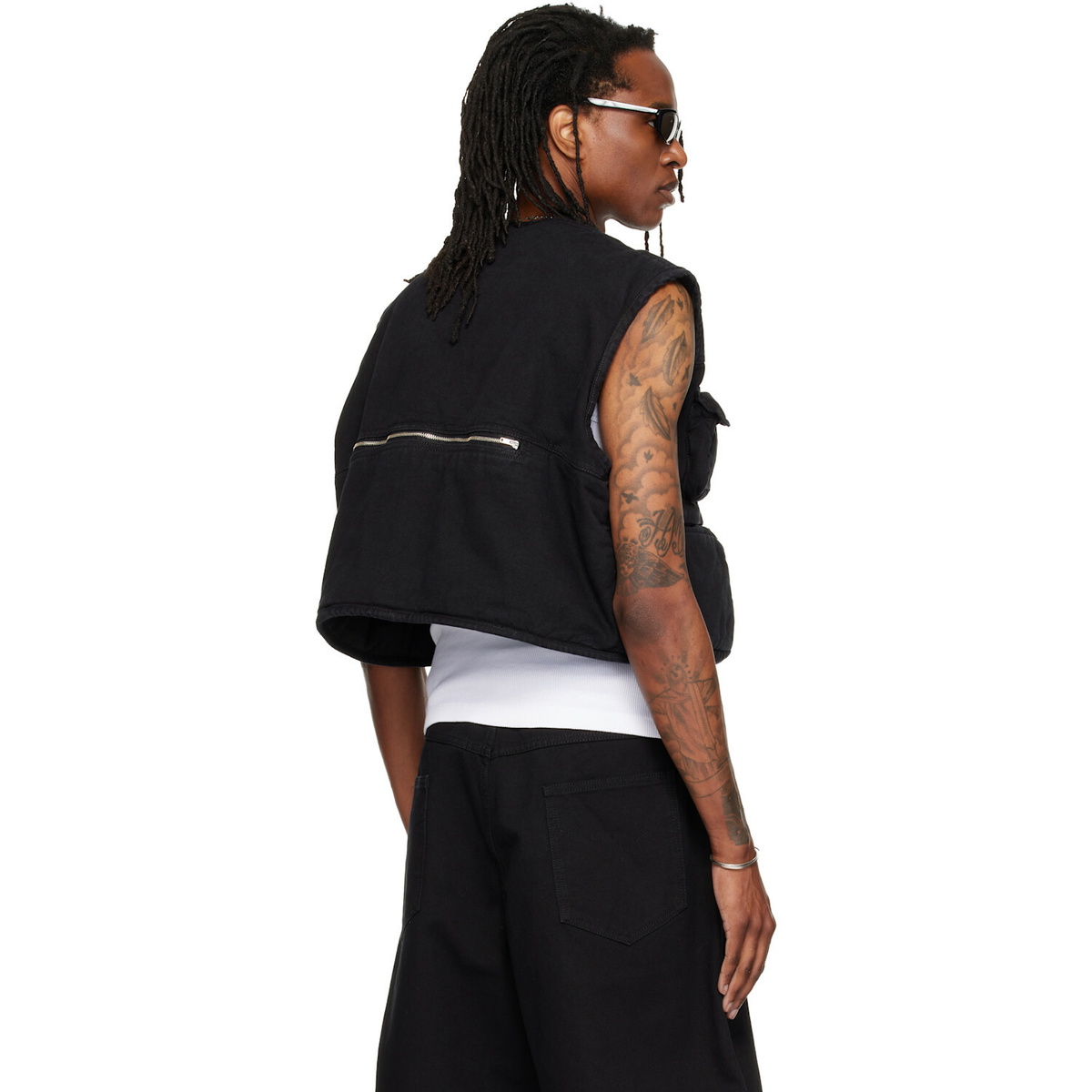 LU'U DAN Black Wadded Cargo Vest
