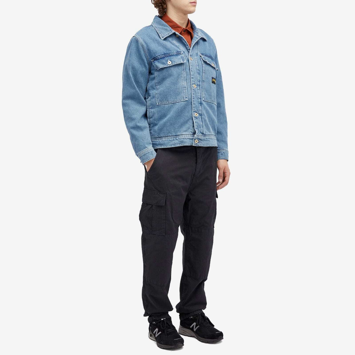 Stan Ray Men's Lined Trucker Jacket in Heavy Stonewash Denim Stan Ray