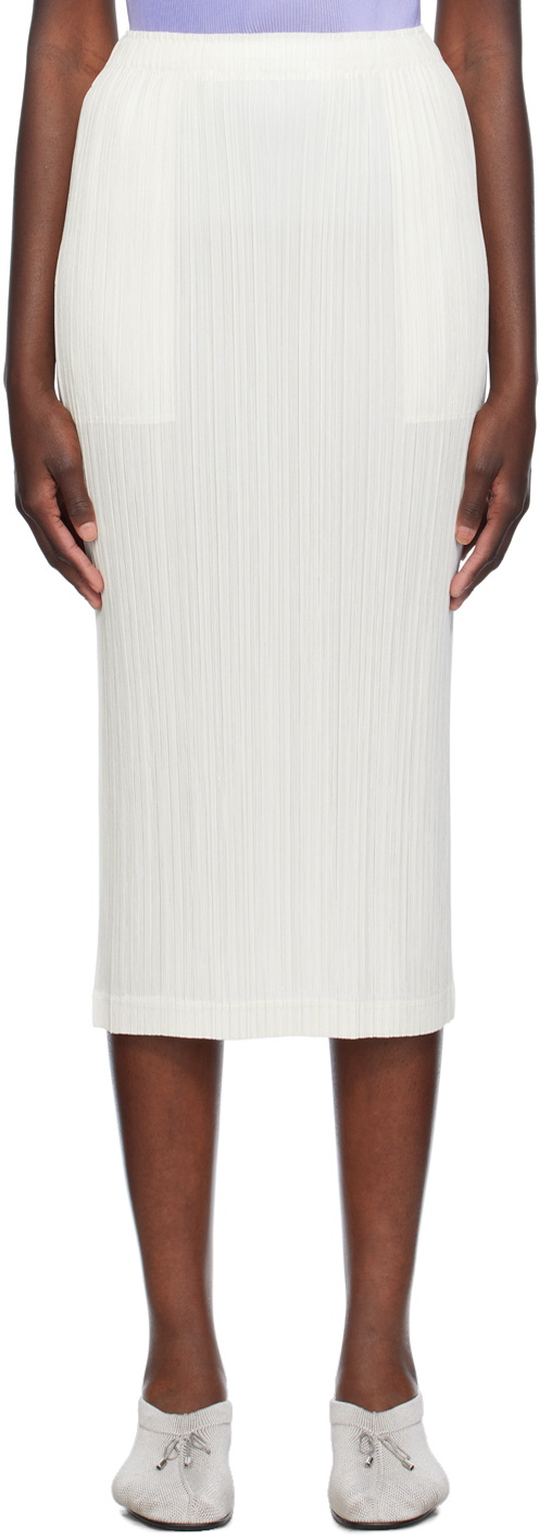 BB MIDI PLEATS SKIRT ホワイト PLEATS PLEASE ISSEY MIYAKE Off-White Thicker Bottoms 1 Midi