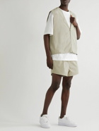 FEAR OF GOD ESSENTIALS - Dock Straight-Leg Logo-Appliquéd Cotton-Blend Drawstring Shorts - Gray