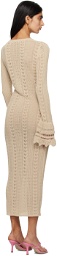 Blumarine Beige Button Midi Dress