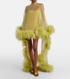 Taller Marmo Daisy feather-trimmed organza kaftan
