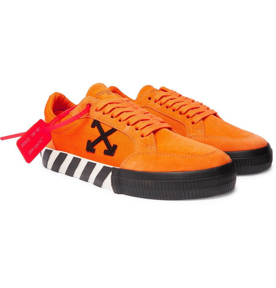 Off-White Suede and Canvas Sneakers Orange Off-White