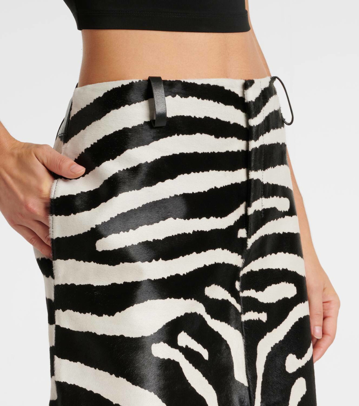 Jacquemus Tozzi zebra-print calf hair midi skirt Jacquemus