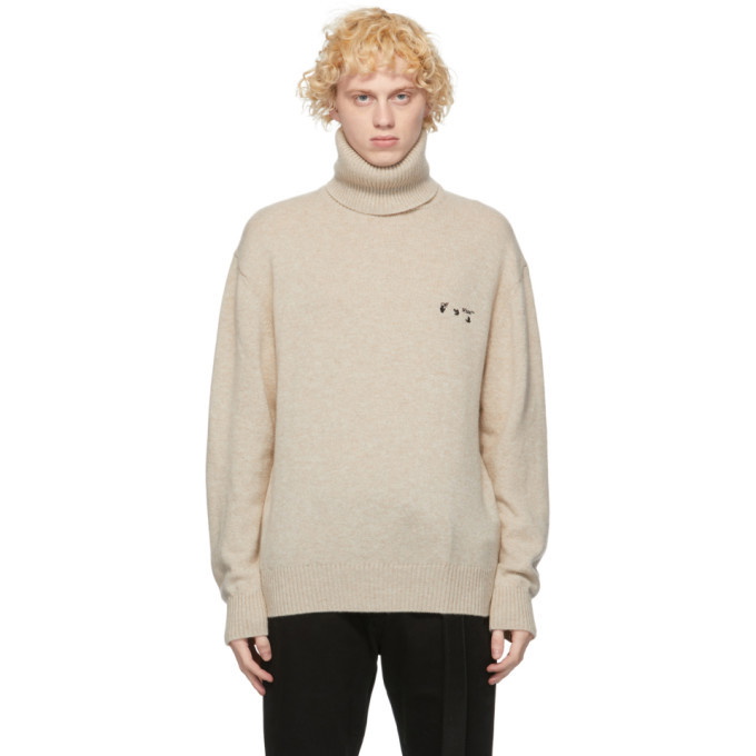 Photo: Off-White Beige Cashmere Logo Turtleneck