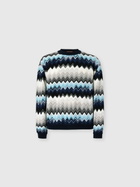Missoni - Crew neck sweater with flame zigzag pattern, Men, Black & Blue
